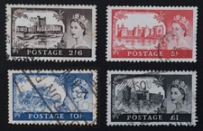 GB Elizabeth II 1959 Wilding Castles (De la Rue)  SG595-SG598 Fine Used