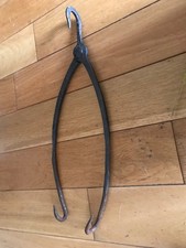 Old Vintage Quality Wrought Iron Double Twin Hanging Butchers Meat Hook  (GB7)