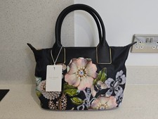 New with Tags Ted Baker IYESHA Gem Gardens Black Floral Nylon Tote Bag Handbag