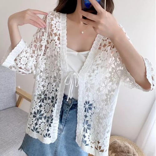 Women lace crochet shrug - women,