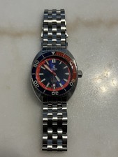 Ocean Crawler Core Diver 2024 Men’s Watch/ Blue/Red Color/ Stainless Bracelet 