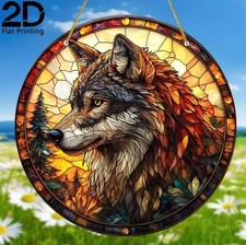 Grey Wolf Suncatcher - Stained