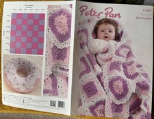 Peter Pan Crochet Cot Blanket & Doughnut Pattern P1293 Double Knitting Pixie DK