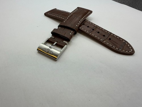 22mm breitling brown leather - brown,