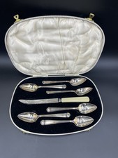 Boxed Set of Vintage EPNS Grapefruit Spoons and Grapefruit Serrated knife