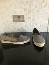 Soleflex Women Silver Slip On Low Wedge Loafers Shoes UK 8