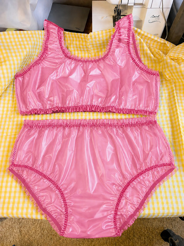 See through sexy pink plastic