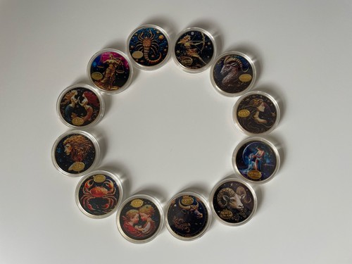 Zodiac sign coins - zodiac, celestial
