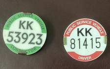 PCV PUBLIC SERVICE VEHICLE DRIVERS BADGE KK 83942 & KK 53923 CONDUCTOR BADGE