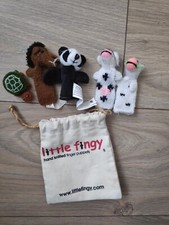 Fingys - Hand Knitted Finger Puppets With Canvas Storage Bag Freepost 