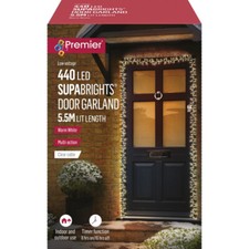 Premier 440 LED SupaBrights Christmas Door Garland Light Clear Cable WARM WHITE