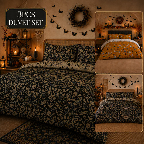 Damask halloween duvet cover - duvet,