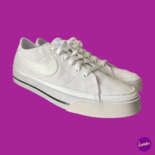 NIKE Women's Court Legacy Trainers, Canvas, White on White, UK 6 | EU 40 | US 7