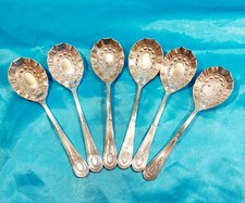 6 E.P.N.S Silver Plated Decorative Repousse Scalloped Edge Dessert Spoons