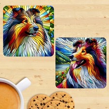Rough Collie Dog Stained Glass