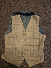 Bob Parratt Tweed Shooting Vest Men Small Green Country Sporting Gilet Waistcoat