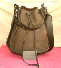 BNWT, ALL SAINTS, MINK GREY, LEATHER / SUEDE BUCKET BAG, HAND & SHOULDER STRAP