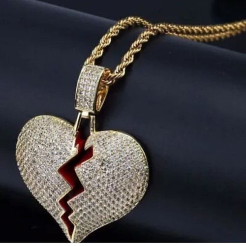 Gold iced out broken - gold,