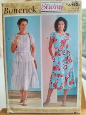 Butterick  B6722 Sewing Pattern  - Retro Vintage Dress Size 6 - 22