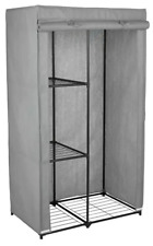 Home Covered Single Wardrobe with Storage Grey | Compact Closet Bedroom Hallway