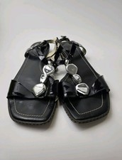 Clarks Ladies Black Patent Leather Flat Sandals UK Size 6