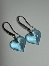Lalique Crystal Heart Earrings