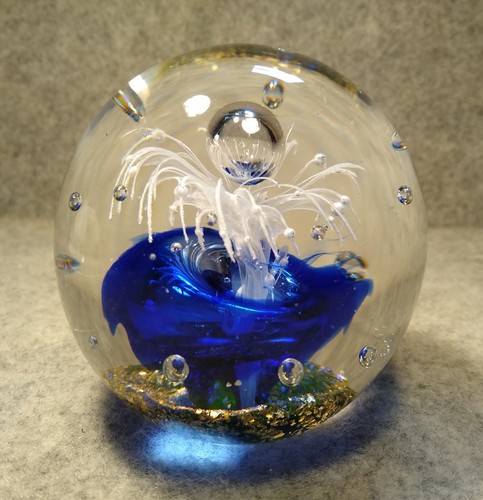 Large glass paperweight clear - glass, paperweight,