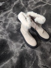 Nasty Gal Boots Ivory Faux Fur Cuffs Size 36 UK 3 Brand New