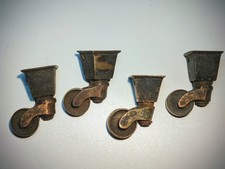 Set Of Four Antique Brass Small Square Cup Castors