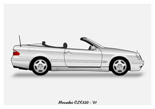 POSTER - MERCEDES CLK CONVERTIBLE - (A4 A3 A2 sizes) Art Print Car W208