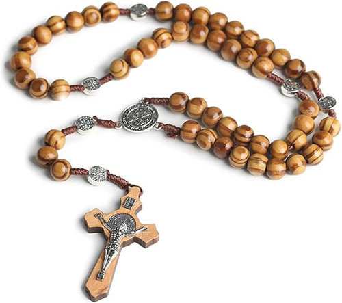Wood rosary necklace - wood,