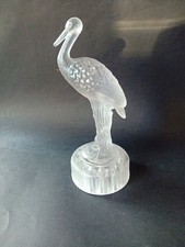 Cambridge Art Deco large glass crane flower frog figure
