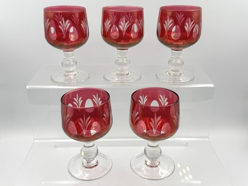 Bohemian cranberry etched - cranberry,