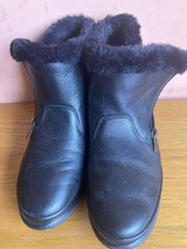 Black Hotter Million Leather Fur Trim Ankle Boots Size 4 Eu 37