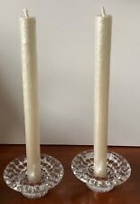 Clear Glass Candle Holders x 2 With Candles.
