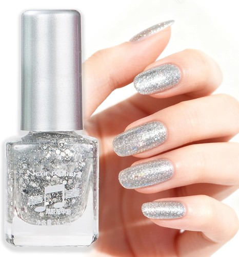 Shimmery silver nail polish - silver,