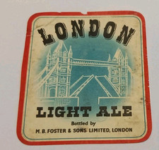 M B Foster & Sons - London Light Ale  - Vintage Beer Label 