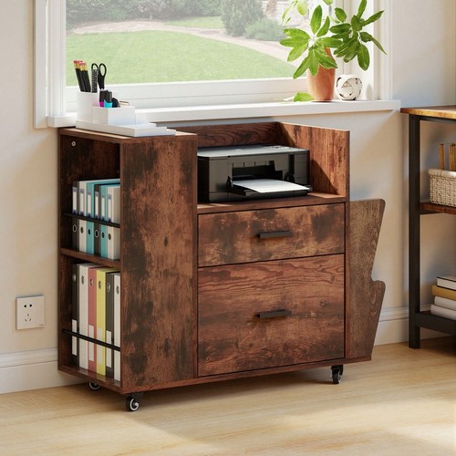 Brown mobile filing - cabinet, 2