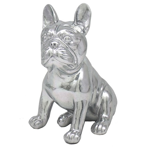 Silver french bulldog statue - silver,