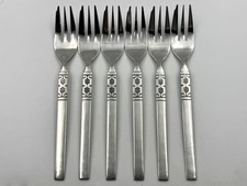 6x Oneida Northland Artistic Pastry Cake Forks Vintage Mid Century 15cm