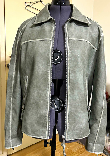 Zara men grey leather biker - grey,
