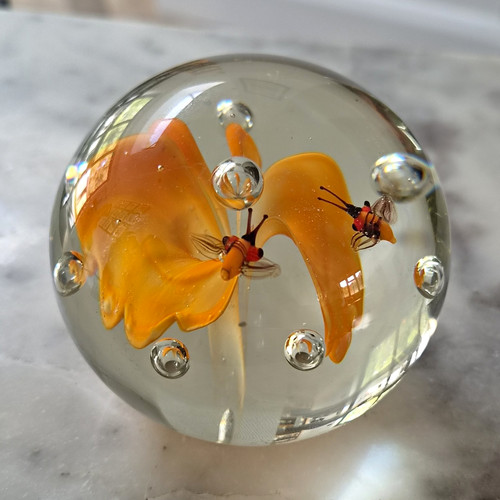 Clear orange art glass - art,