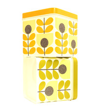 2 Orla Kiely Storage Tins 1970's Style Floral and Stem Pattern  4 x 4 inches.