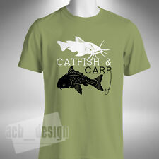 Catfish & Carp Men's T-Shirt Fishing Angler Fly Night Fisherman Bait 