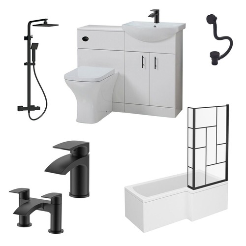 Bathroom complete matt - bathroom, black