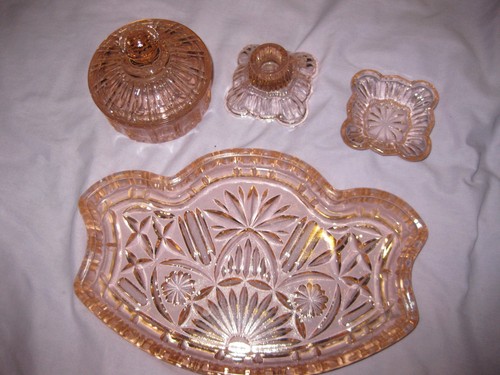 Vintage pink glass dressing - glass,