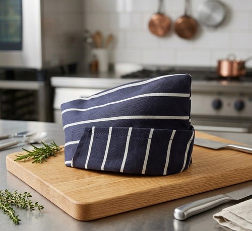 Navy white stripe hats - white, 100%