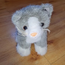 Wilko Grey Cat Soft Toy Plush Comforter Kitty Kitten Vintage  ? Whiskers White 