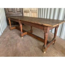 Antique Mahogany Brass & Pine School Refectory Dining Table, c 1860
