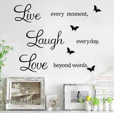 LIVE LAUGH LOVE Wall Quote Stickers Butterfly Vinyl Decal Home Art Decor Paper